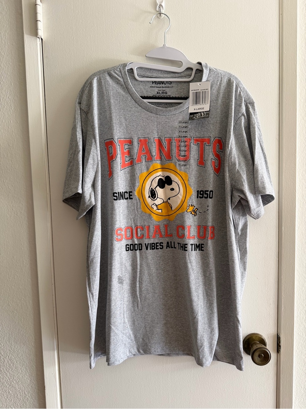 Peanuts Gray Tee with Red and Yellow Graphic